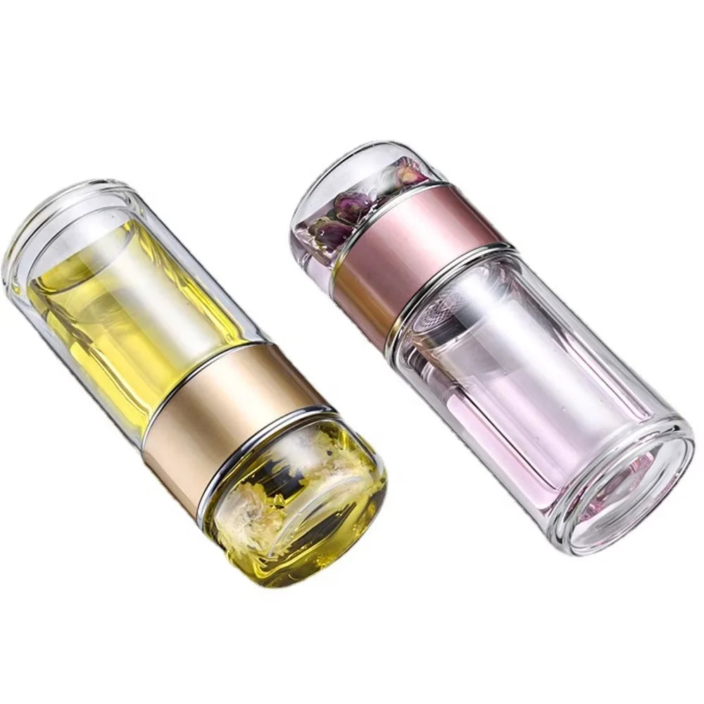 Double-Wall Glass Tea Infuser Bottle – 420ml