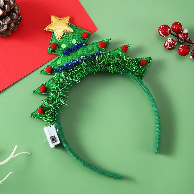 Light-Up Christmas Headband – LED Snowflake & Christmas Tree Headbands for Parties