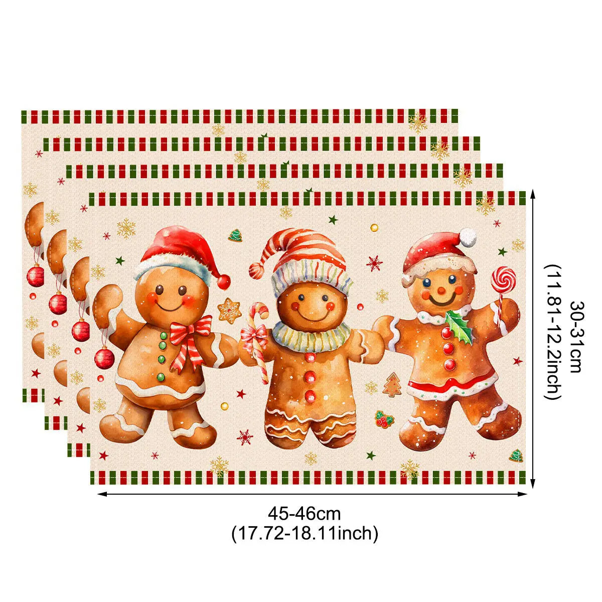 Linen Christmas Placemats – Santa & Festive Print Table Mats (1 or 4 Pack)