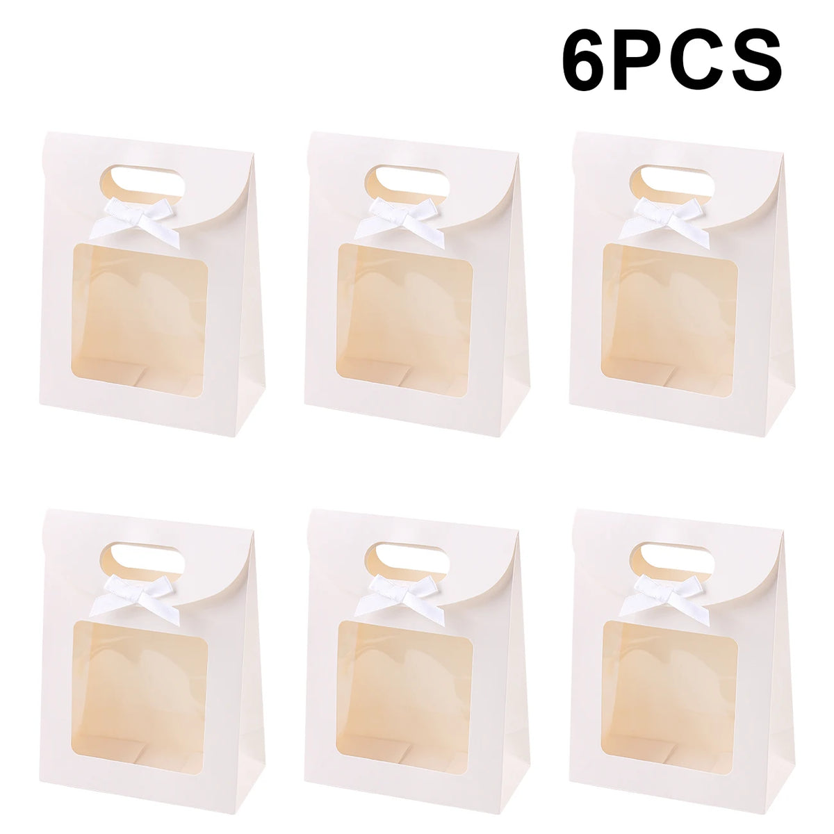 Kraft Paper Gift Bags with Window – Reusable Treat & Present Bags (6 or 12 Pack)