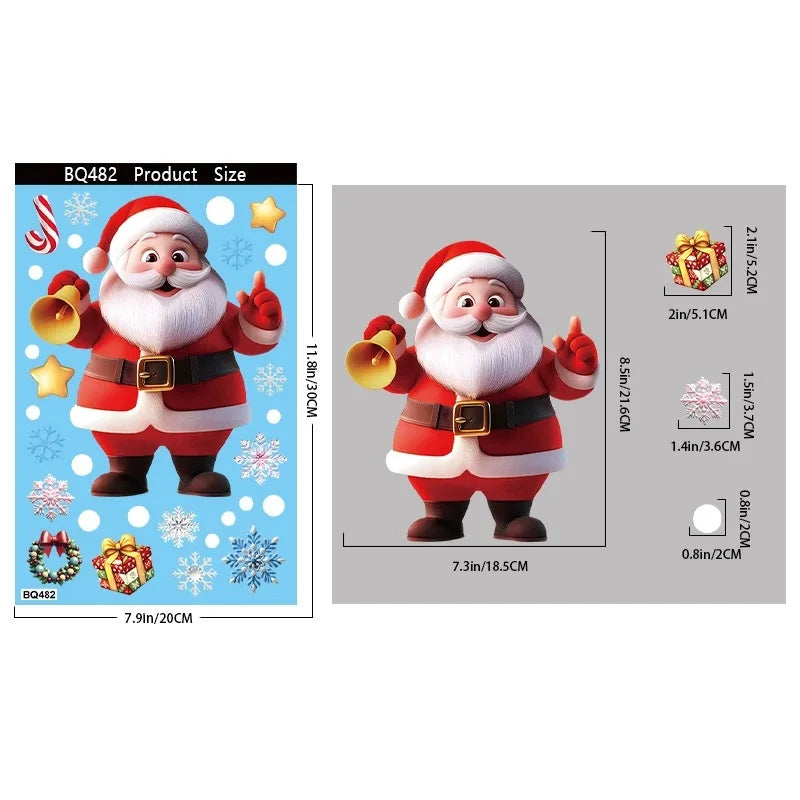 Christmas Window Clings – Reusable Gingerbread, Snowman & Santa Static Stickers