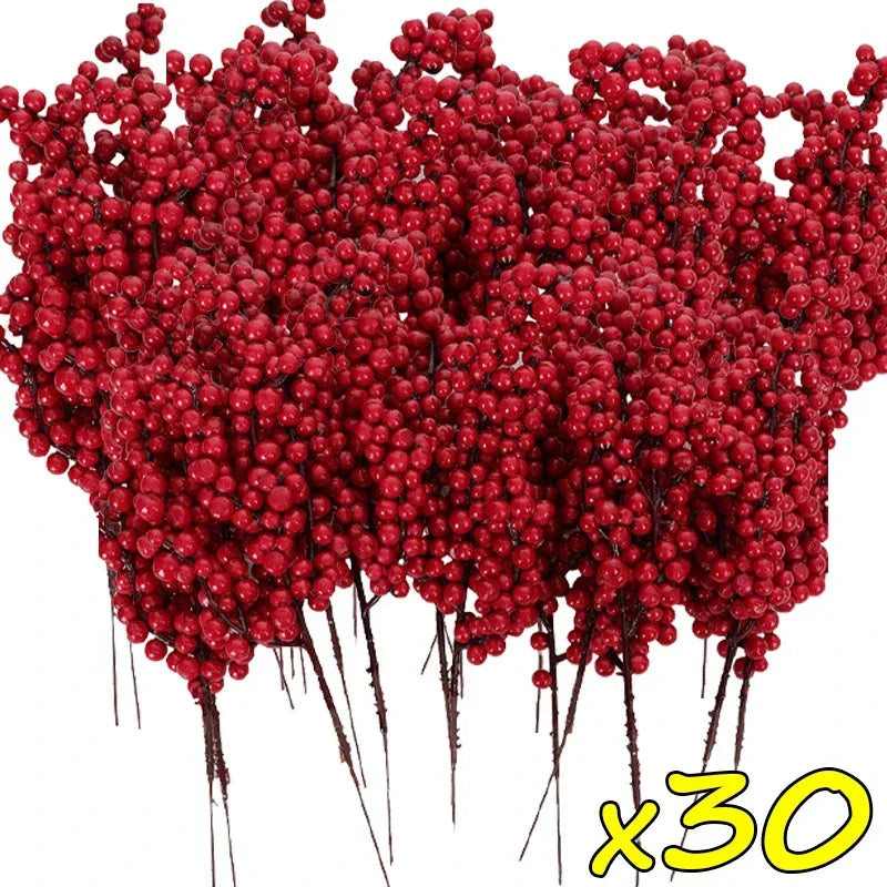 Red Holly Berry Stems – Artificial Christmas Berry Picks (1 to 50 Branches)