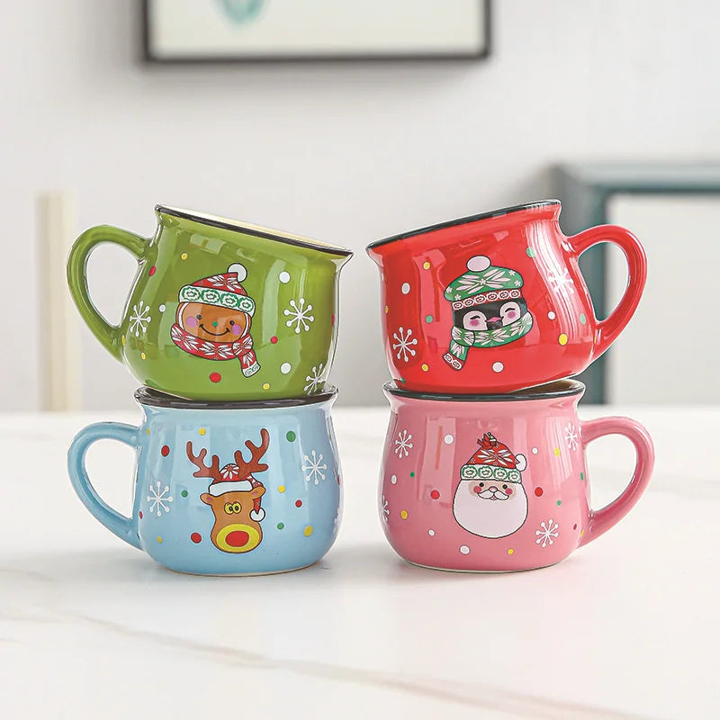 Mini Christmas Mug 150 ml – Cute Santa, Snowman & Reindeer Ceramic Cup