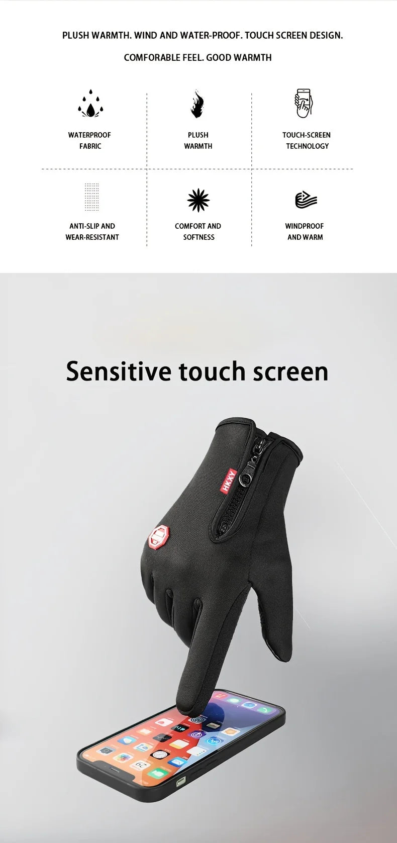 Touchscreen Winter Gloves – Windproof, Warm & Non-Slip