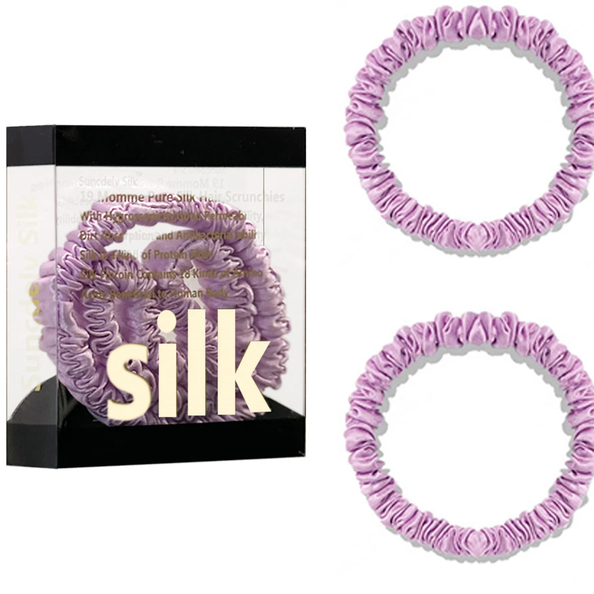 Mulberry Silk Scrunchie Gift Box – 2 Pack Real Silk Hair Ties
