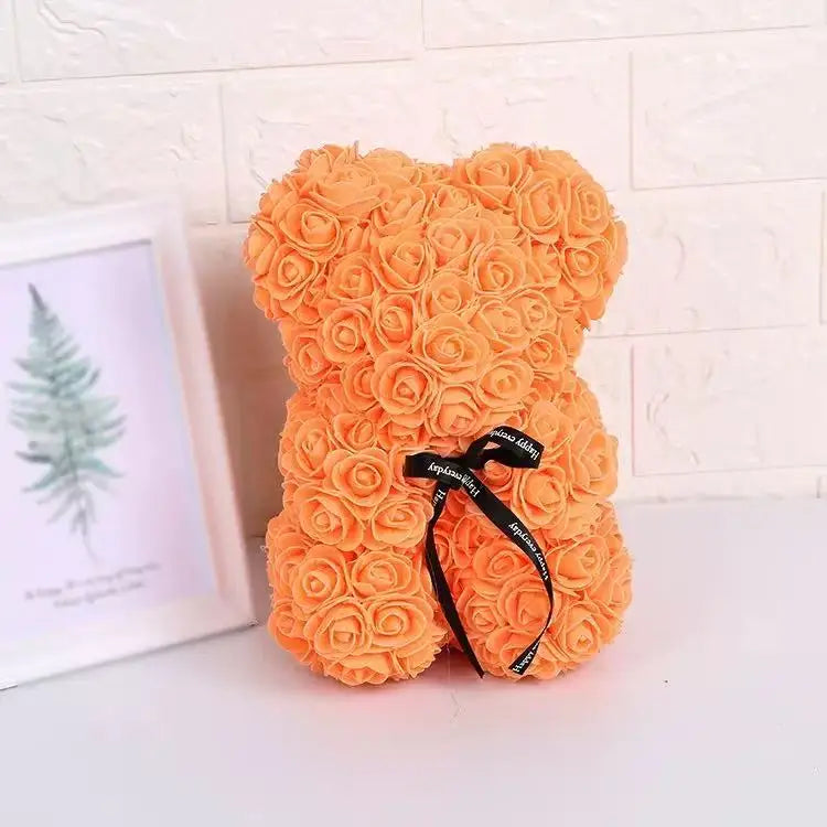 Rose Teddy Bear 25cm – Forever Rose Bear Gift for Her, With or Without Gift Box