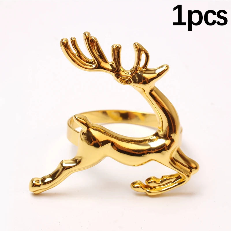 Reindeer Napkin Rings – Gold or Silver Christmas Napkin Holders (1, 6 or 12)