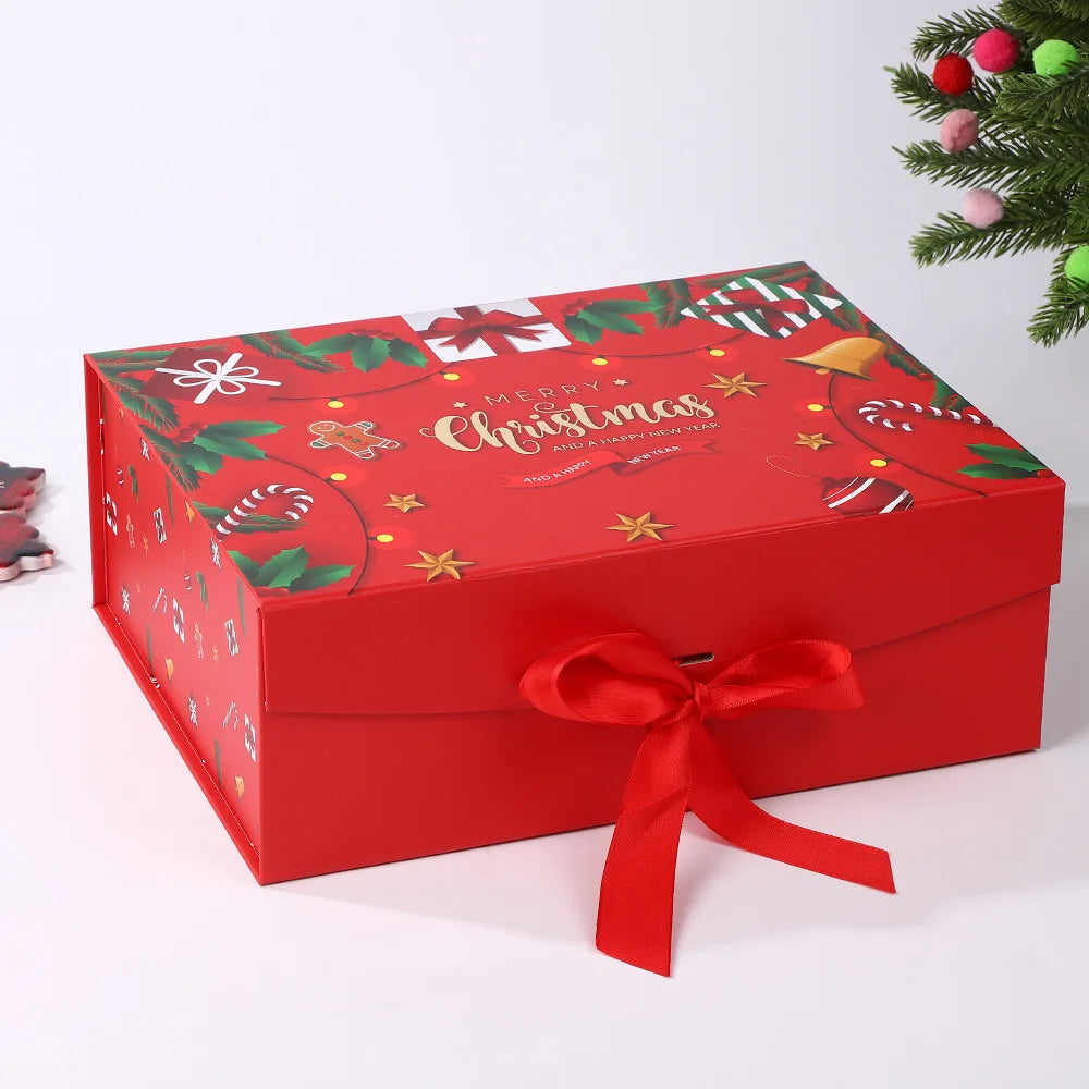 Luxury Christmas Gift Box with Magnetic Lid & Ribbon Bow – Large Festive Presentation Box