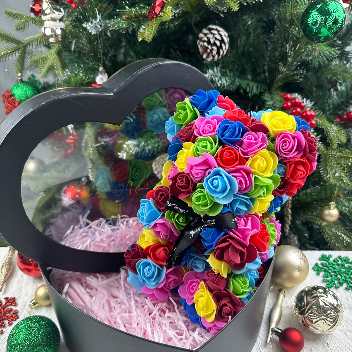 Rose Teddy Bear 25cm – Forever Rose Bear Gift for Her, With or Without Gift Box