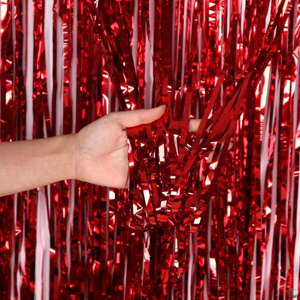 Metallic Foil Fringe Curtain – 1 x 2 m Tinsel Party Backdrop