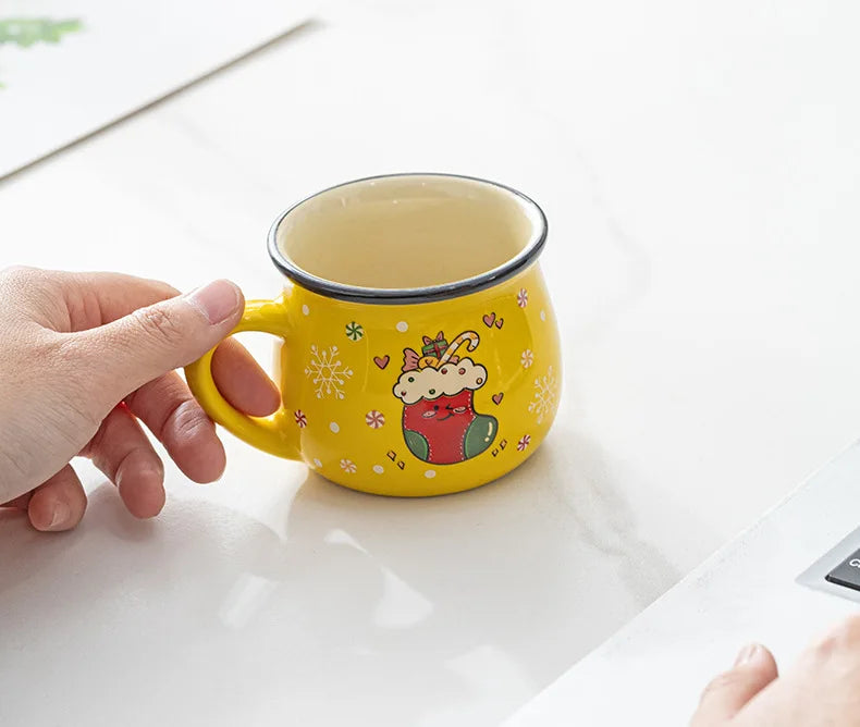 Mini Christmas Mug 150 ml – Cute Santa, Snowman & Reindeer Ceramic Cup