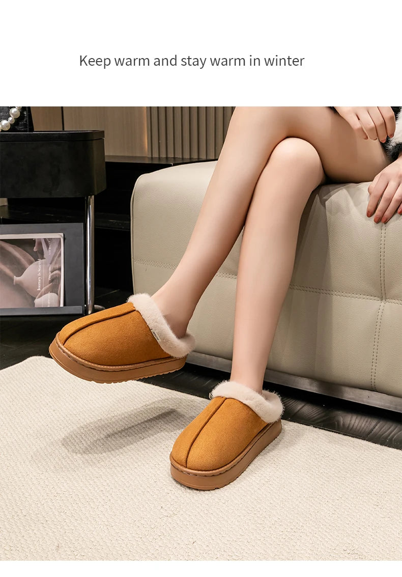 Fluffy Platform Slippers – Thick-Sole Warm Winter Slippers