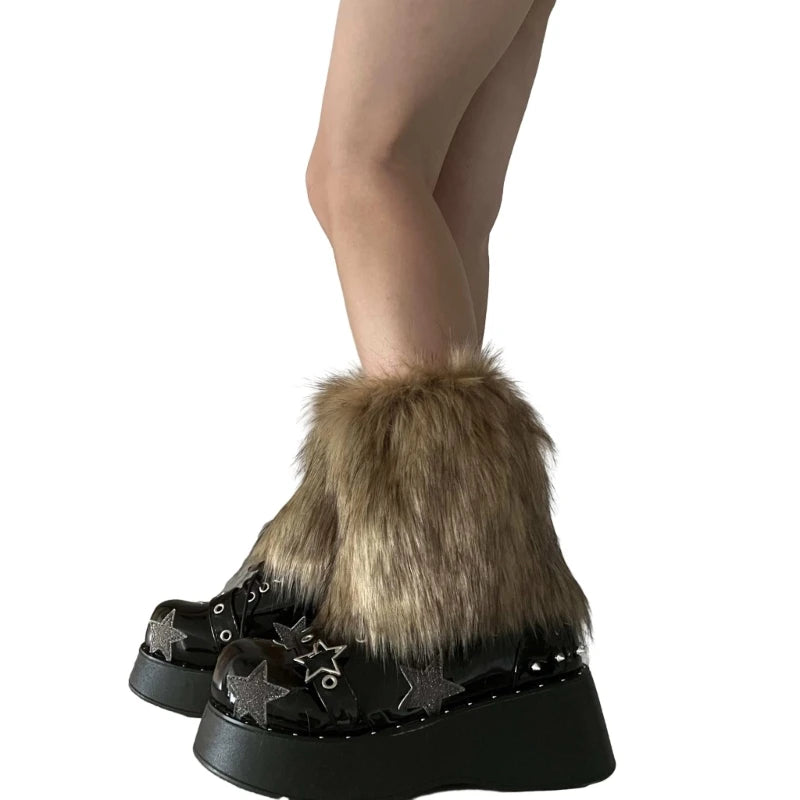 Faux Fur Leg Warmers – Fluffy Boot Covers (15 to 40 cm)