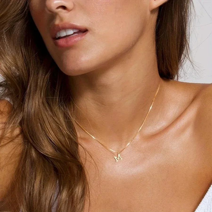 Gold-Tone Initial Necklace – A–Z Letter Pendant