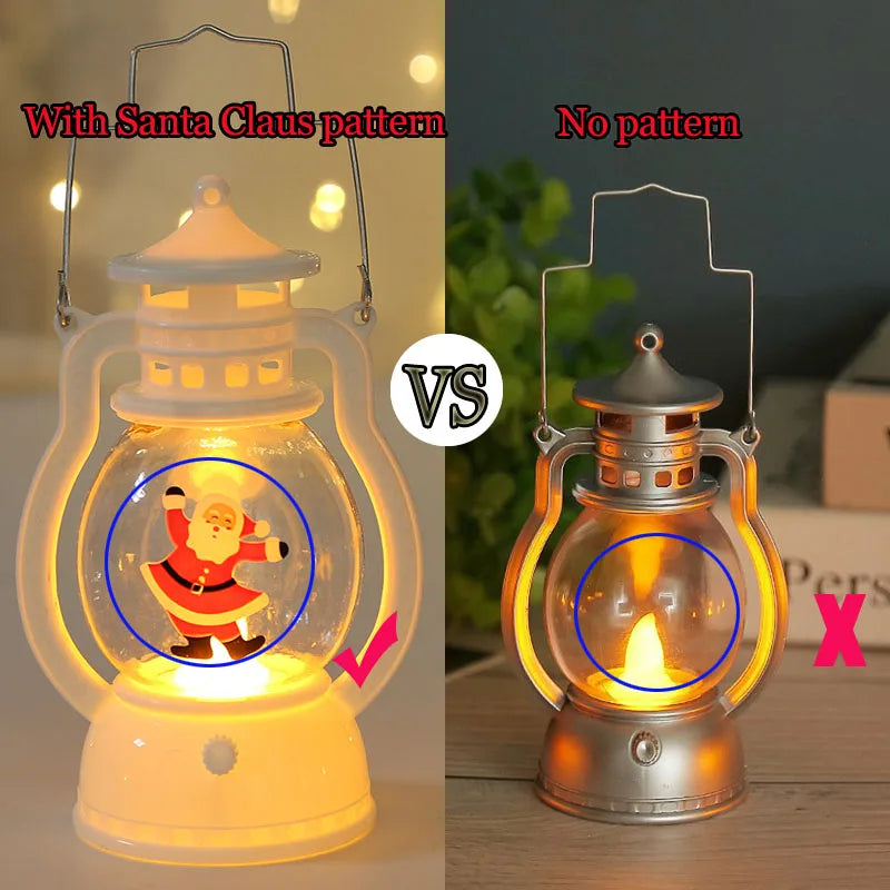LED Christmas Lantern – Battery Santa, Snowman & Tree Night Light Decoration