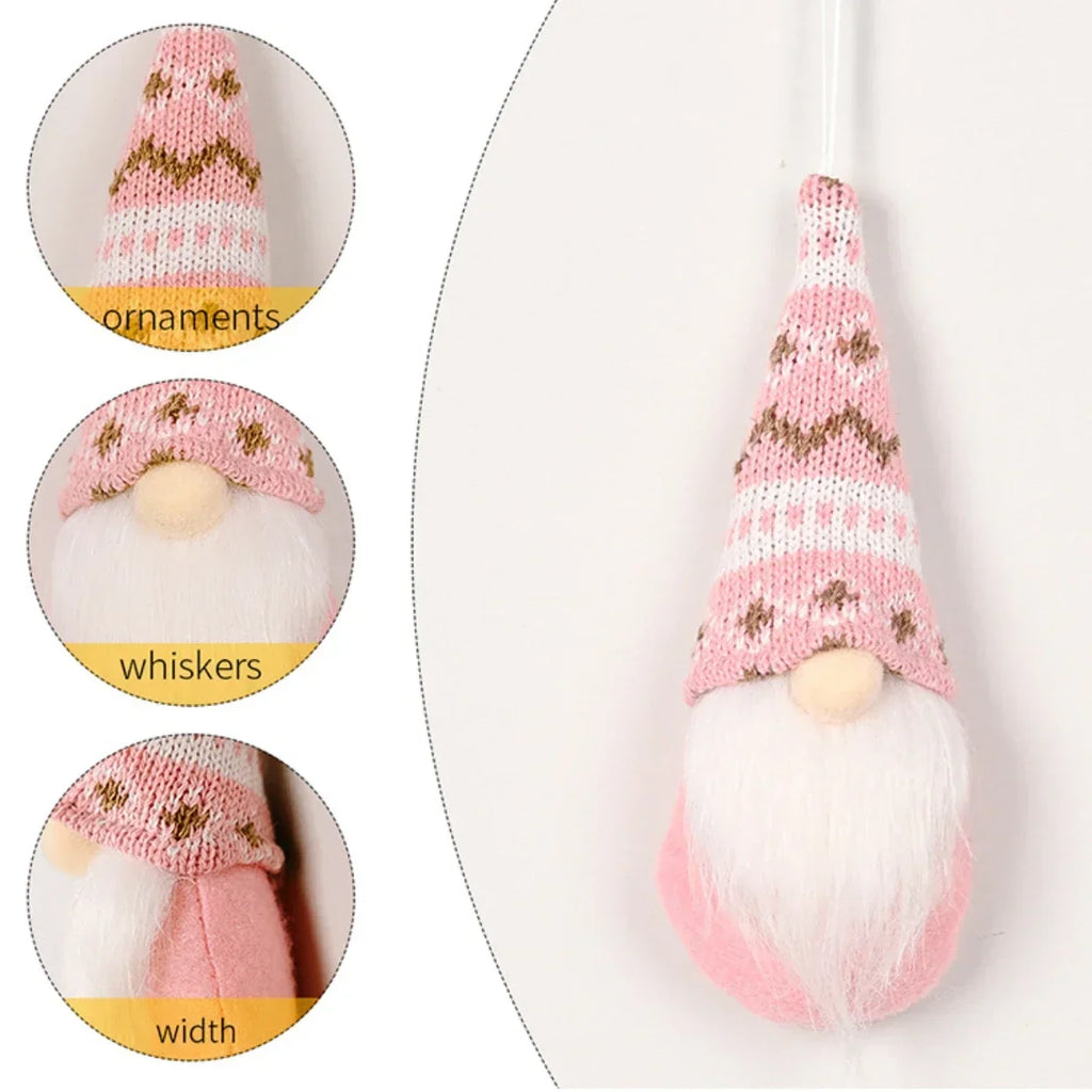 Christmas Gonk Plush Ornaments – Set of 3 Knitted Gnome Tree Decorations