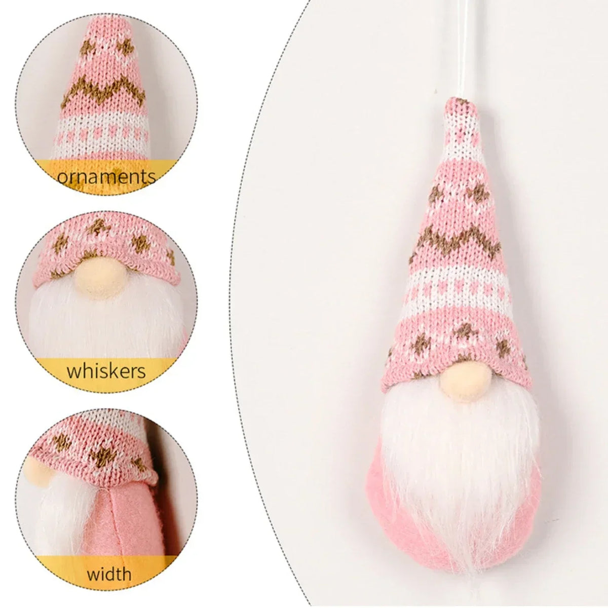 Christmas Gonk Plush Ornaments – Set of 3 Knitted Gnome Tree Decorations