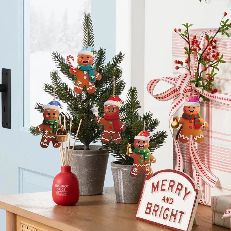 Wooden Gingerbread Man Ornaments – Christmas Tree Decorations (12 or 24 Pack)
