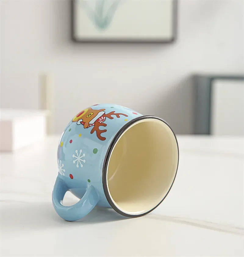 Mini Christmas Mug 150 ml – Cute Santa, Snowman & Reindeer Ceramic Cup