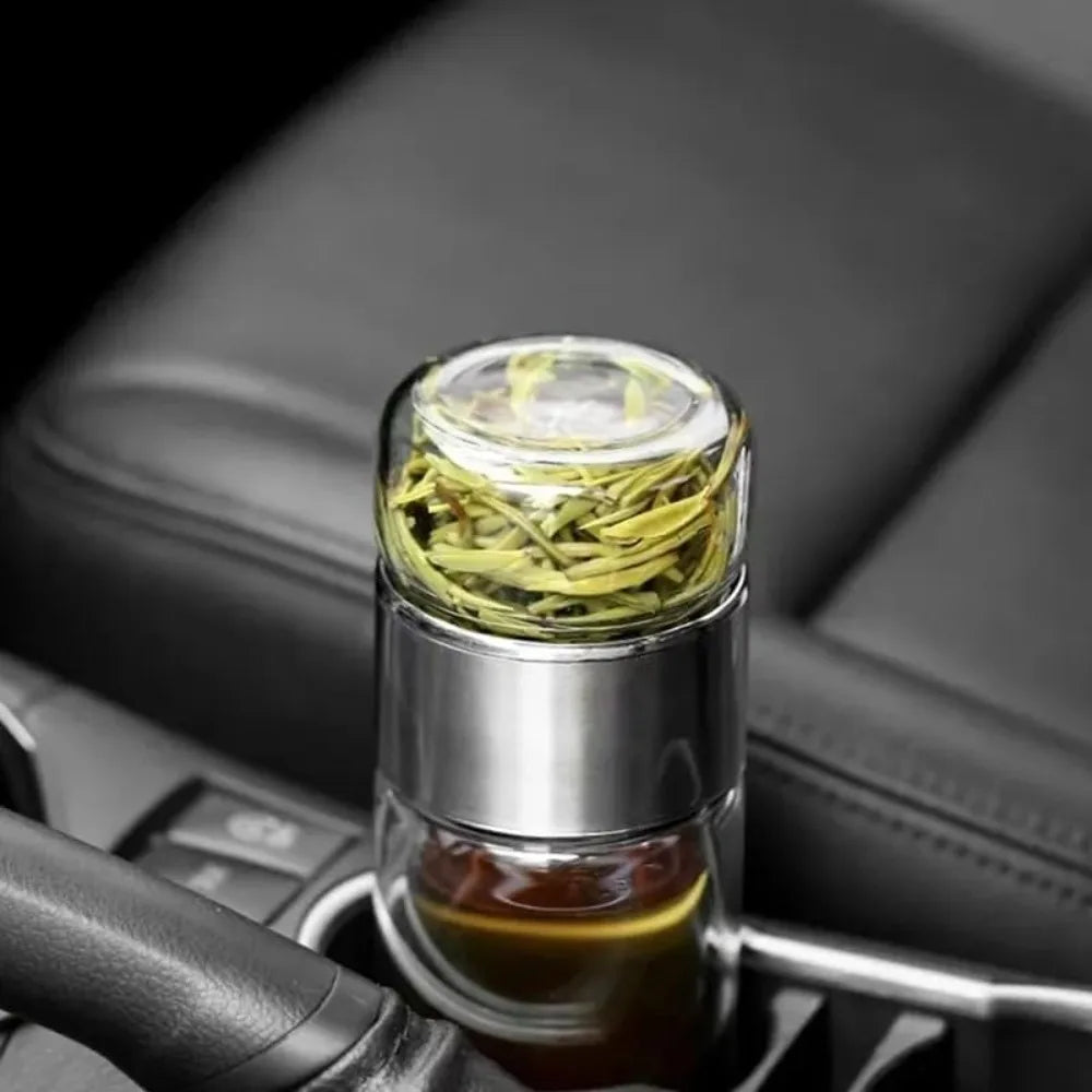 Double-Wall Glass Tea Infuser Bottle – 420ml