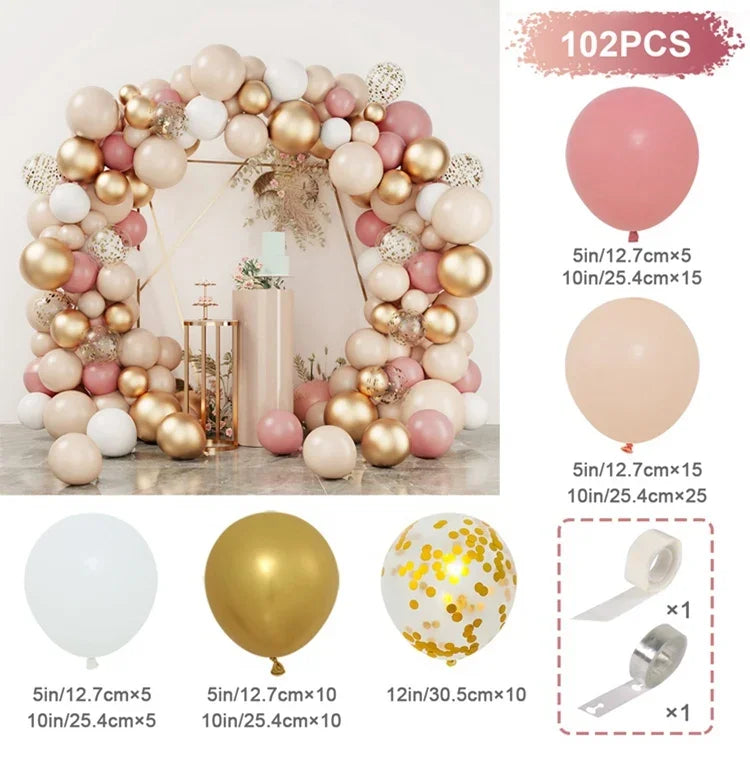 Balloon Garland Arch Kit – Pastel, Pink & Gold Party Balloon Arch for Birthdays & Baby Showers (9 Styles)