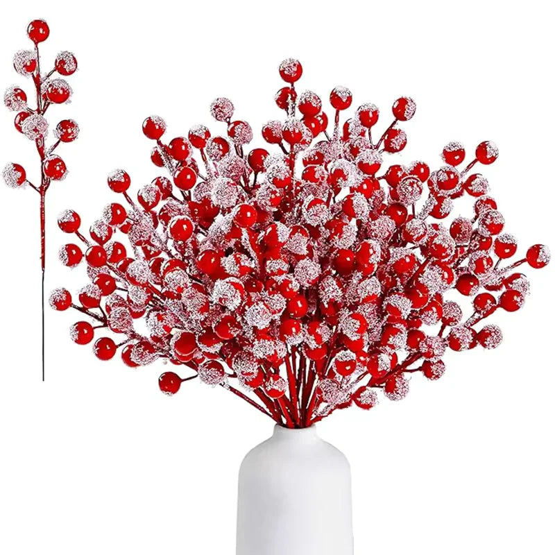 Artificial Pine & Holly Berry Picks – 10 Christmas Stems for Wreaths & Garlands