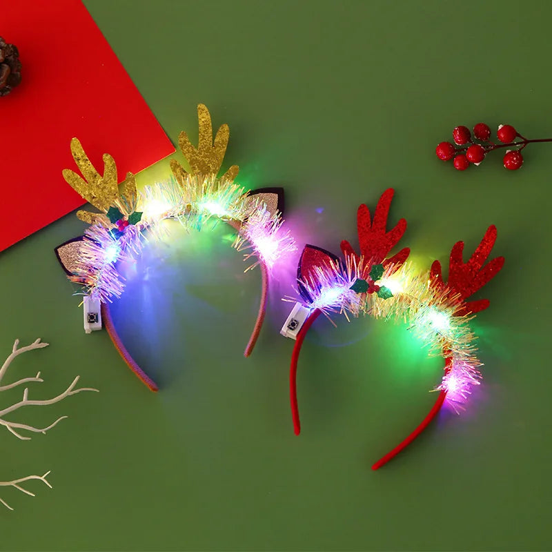 Light-Up Christmas Headband – LED Snowflake & Christmas Tree Headbands for Parties