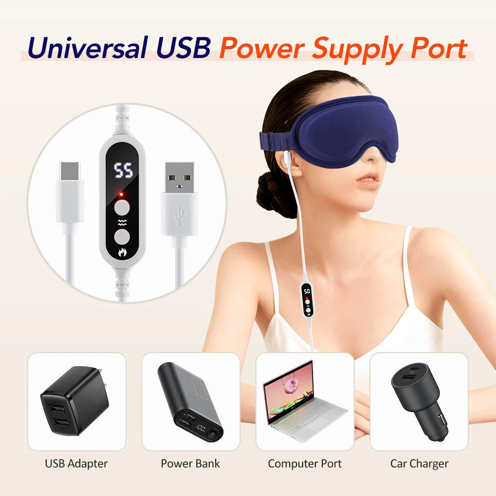 Heated Eye Massager – Steam Eye Mask with Vibration & 5 Heat Levels