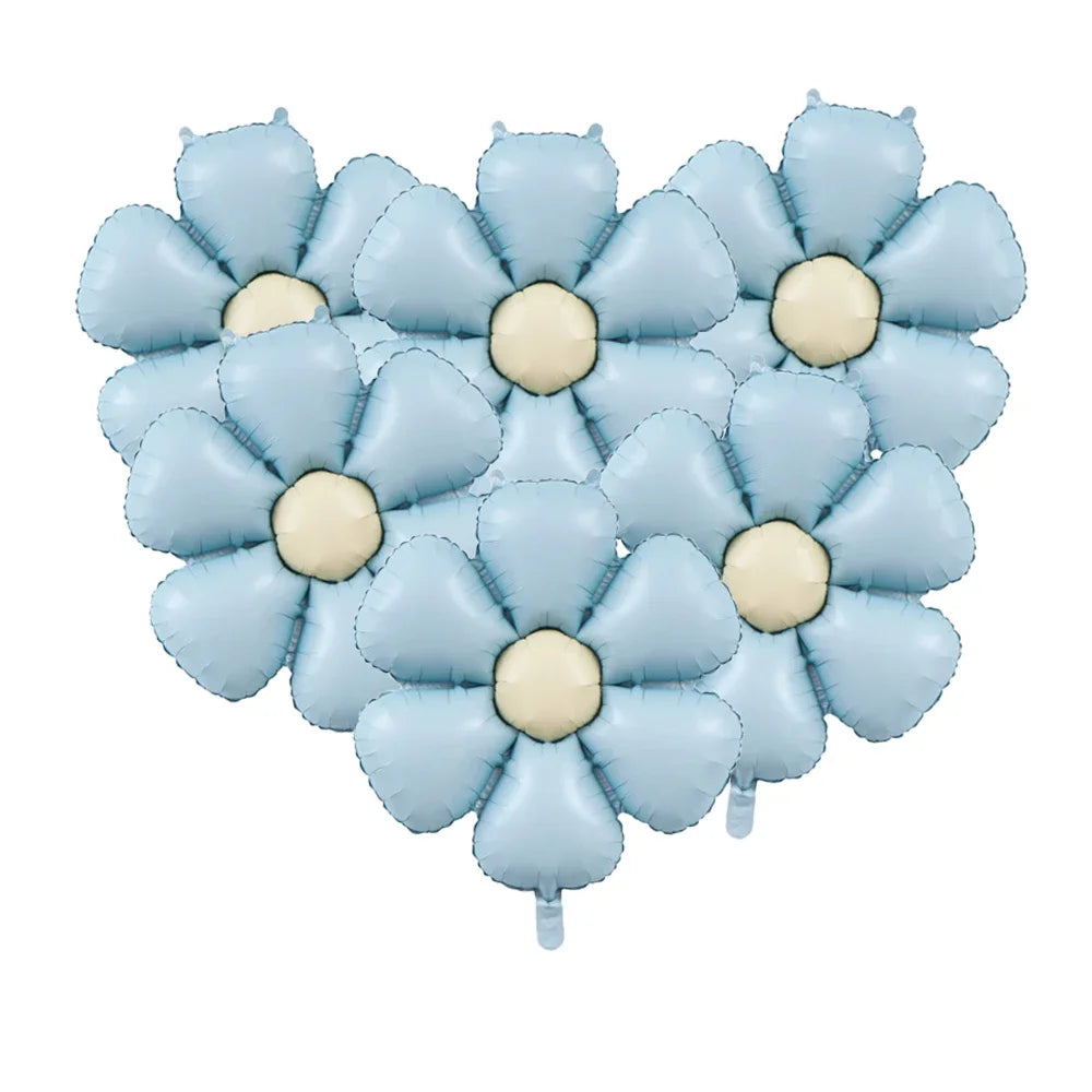 Daisy Foil Balloons – Set of 6 Matte Flower Party Balloons