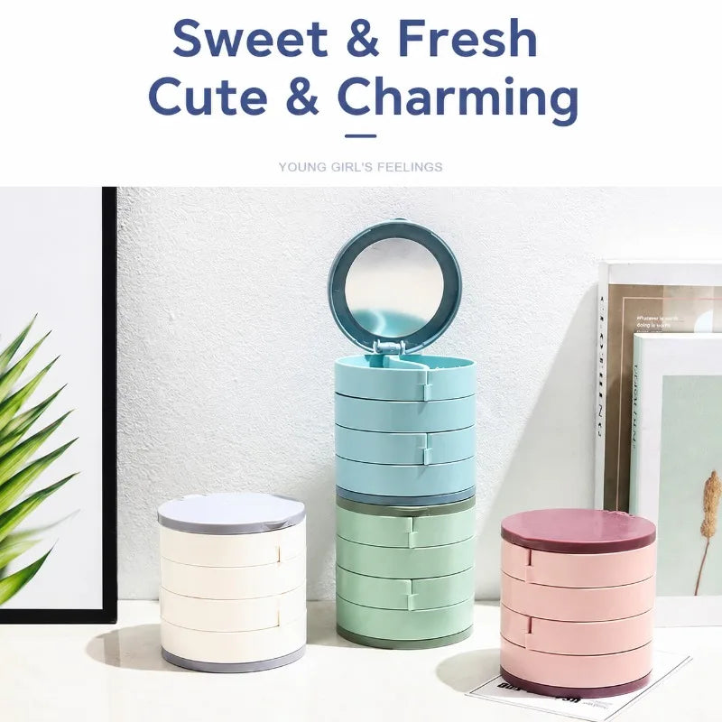 Rotating Jewellery Organiser with Mirror – Multi-Layer Jewellery Box