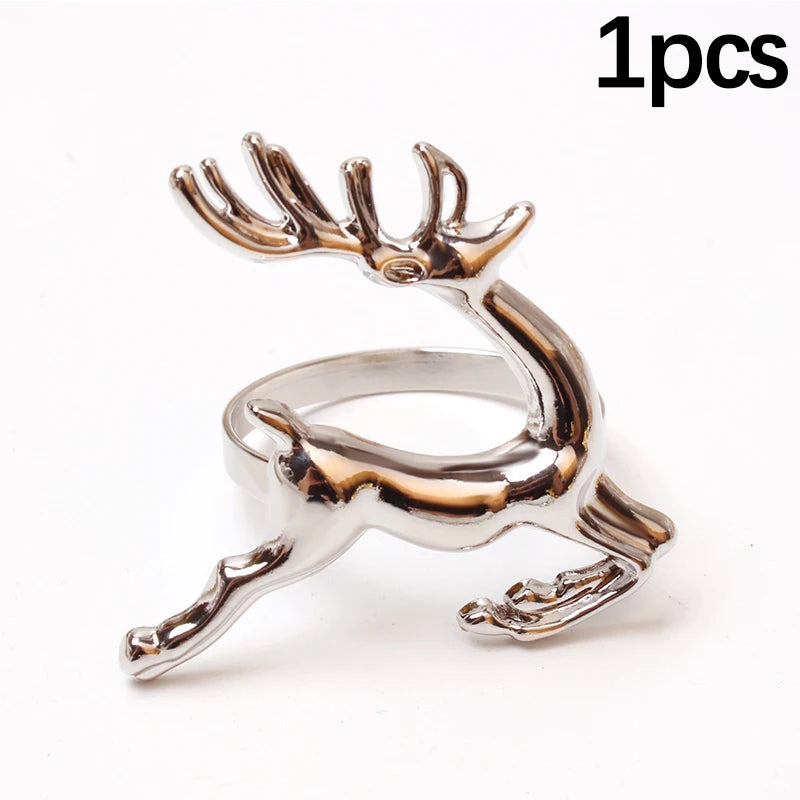 Reindeer Napkin Rings – Gold or Silver Christmas Napkin Holders (1, 6 or 12)