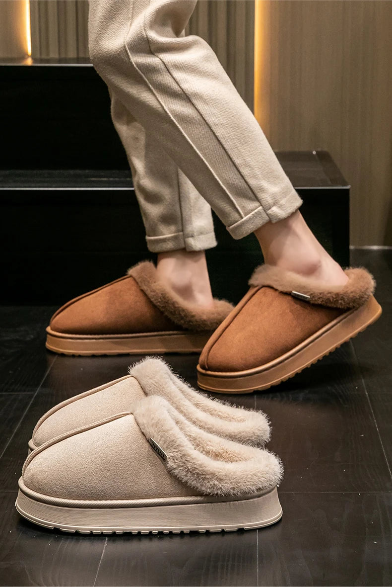 Fluffy Platform Slippers – Thick-Sole Warm Winter Slippers