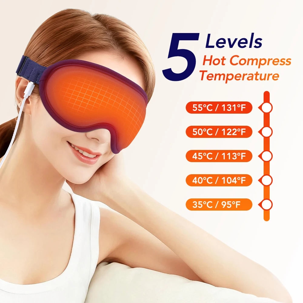 Heated Eye Massager – Steam Eye Mask with Vibration & 5 Heat Levels