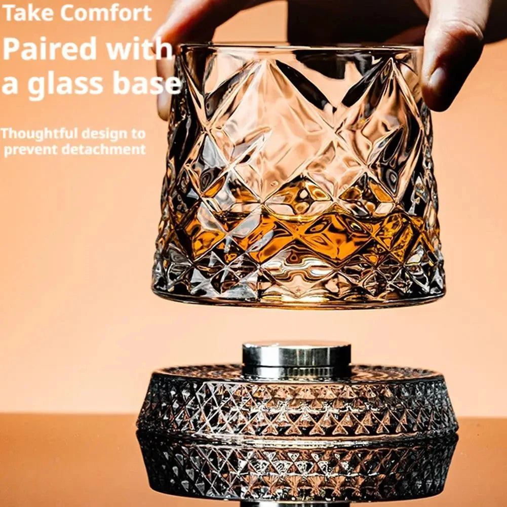 Rotating whisky tumbler with whisky