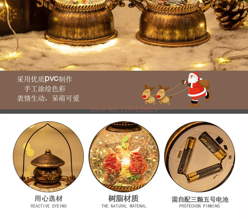 Christmas Snow Globe Lantern Music Box – Light-Up Musical Christmas Lantern, Festive Gift