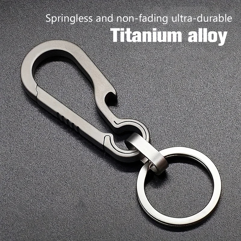 Titanium carabiner keyring with bottle opener