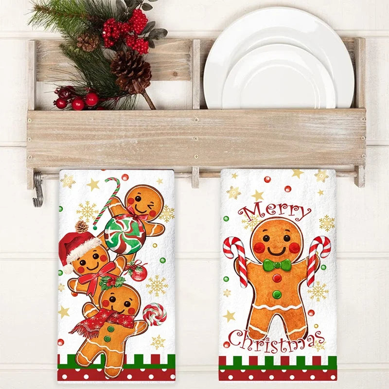 Christmas tea towels in a kitchen