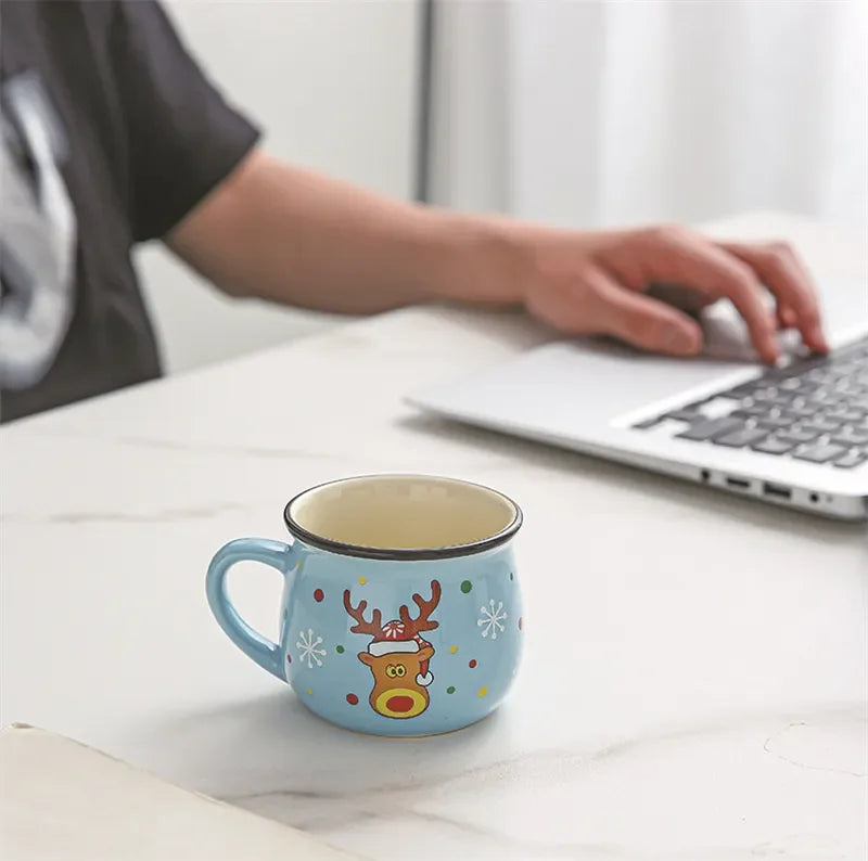 Mini Christmas Mug 150 ml – Cute Santa, Snowman & Reindeer Ceramic Cup