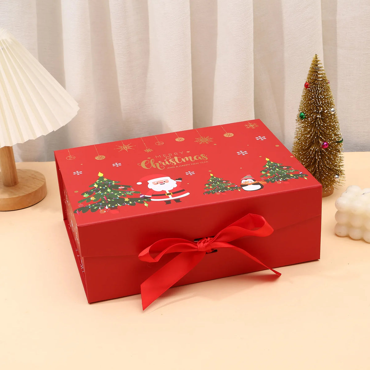 Luxury Christmas Gift Box with Magnetic Lid & Ribbon Bow – Large Festive Presentation Box