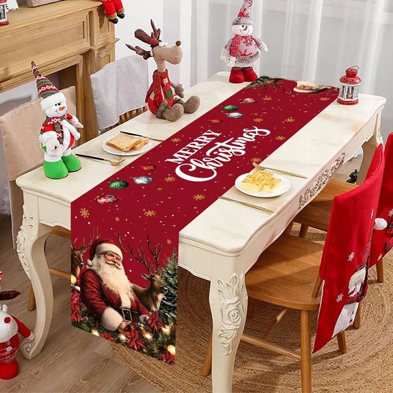 Vintage Santa Christmas Table Runner – 35 x 180 cm Festive Table Decoration (6 Designs)