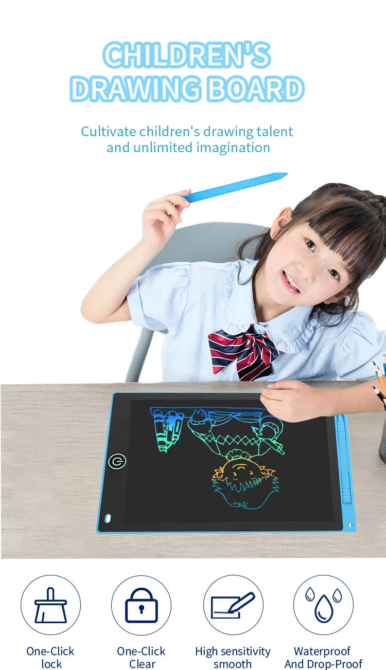 LCD Drawing Tablet for Kids – Colourful Erasable Writing Board (6.5 to 12 in)