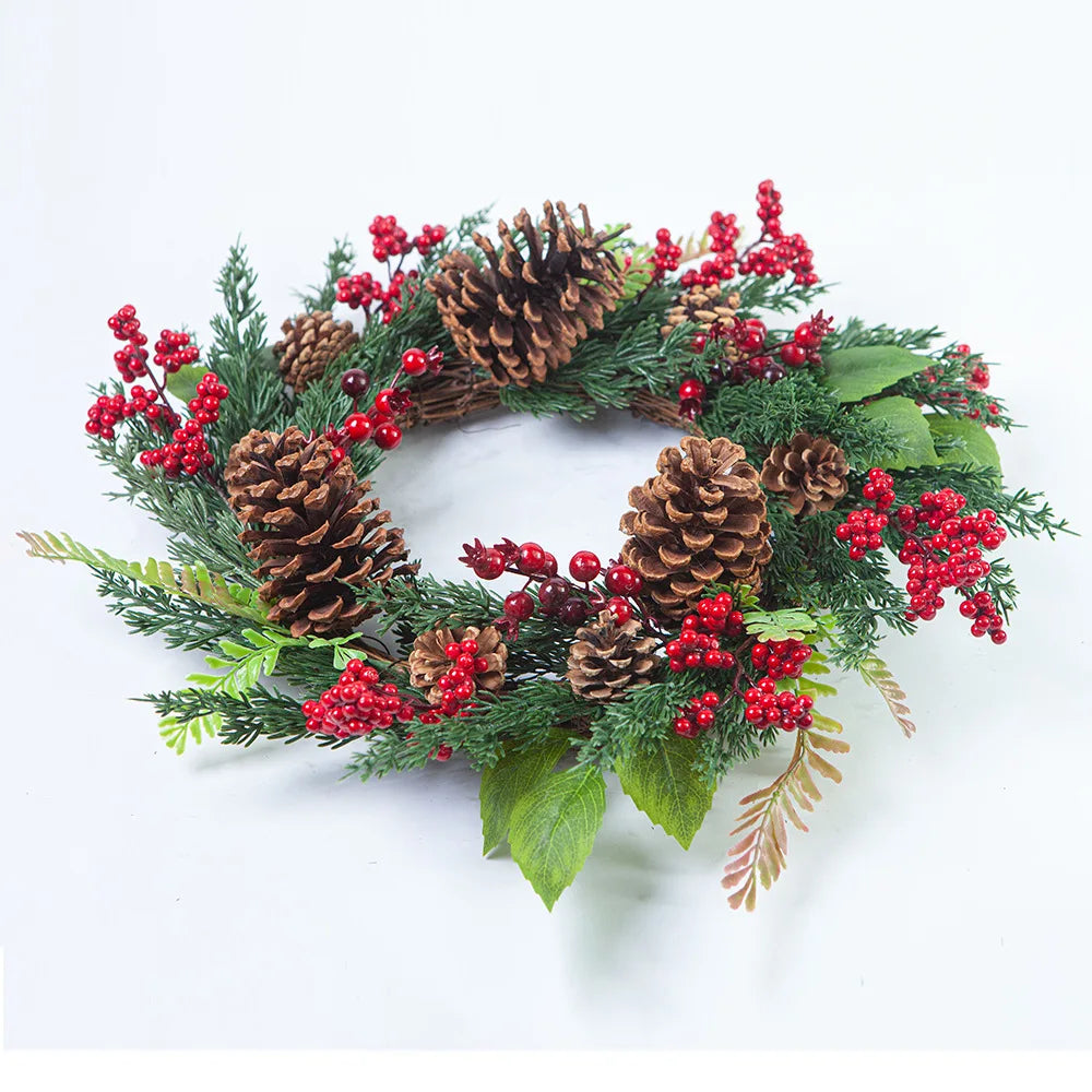 Handmade Christmas Wreath for Front Door – Red Berry, Cypress & Eucalyptus 45 cm