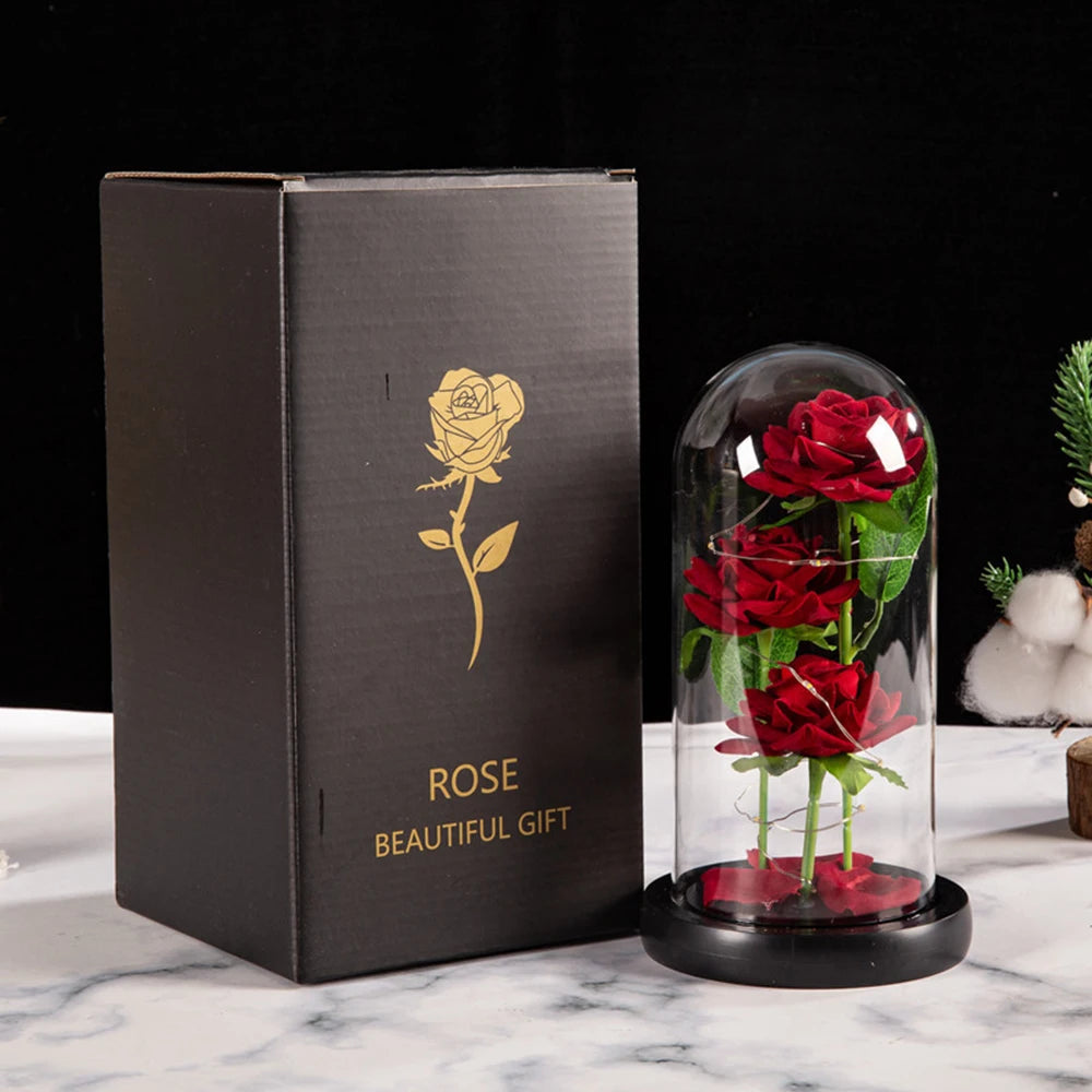 Galaxy Rose with LED Lights – Three Light-Up Forever Roses Gift