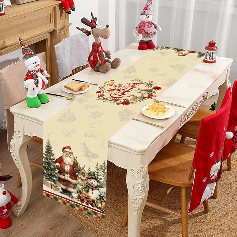 Vintage Santa Christmas Table Runner – 35 x 180 cm Festive Table Decoration (6 Designs)