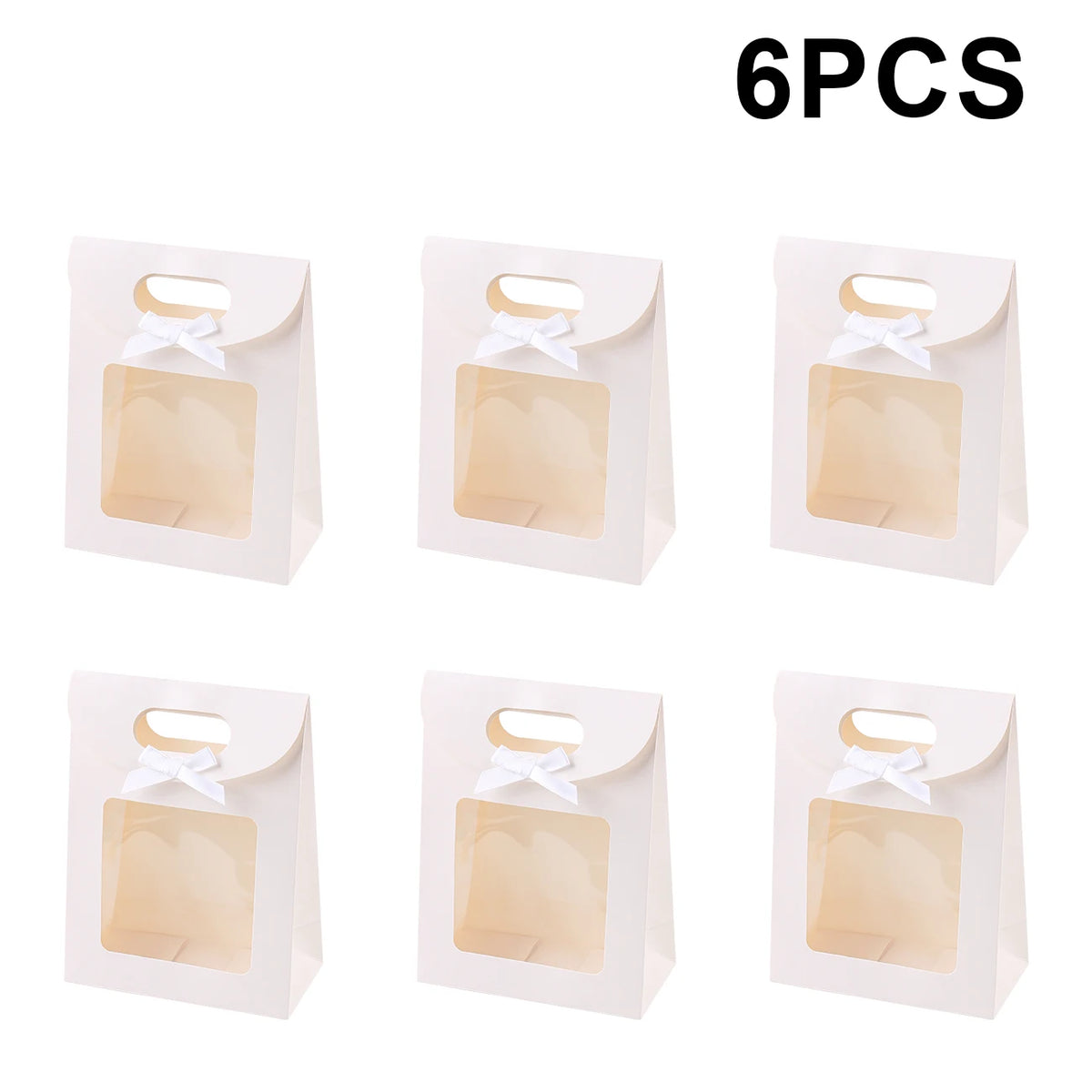 Kraft Paper Gift Bags with Window – Reusable Treat & Present Bags (6 or 12 Pack)