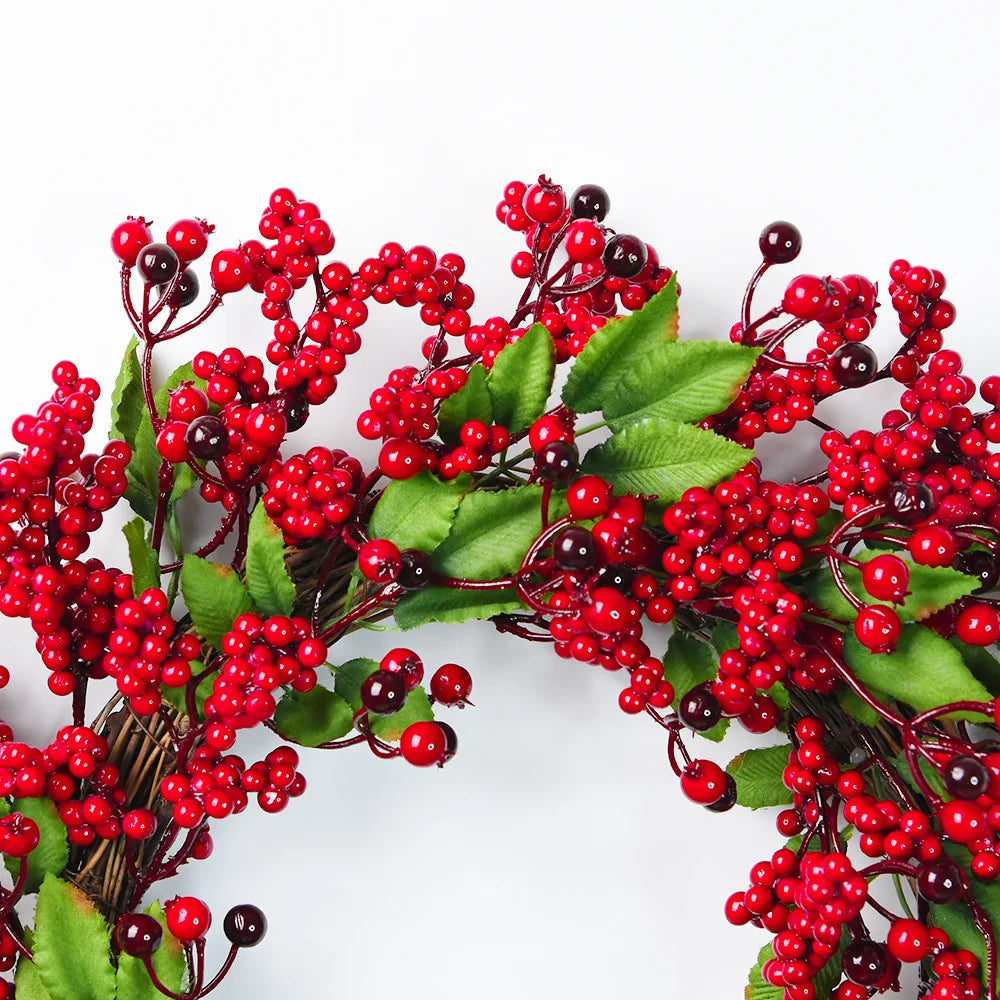 Handmade Christmas Wreath for Front Door – Red Berry, Cypress & Eucalyptus 45 cm