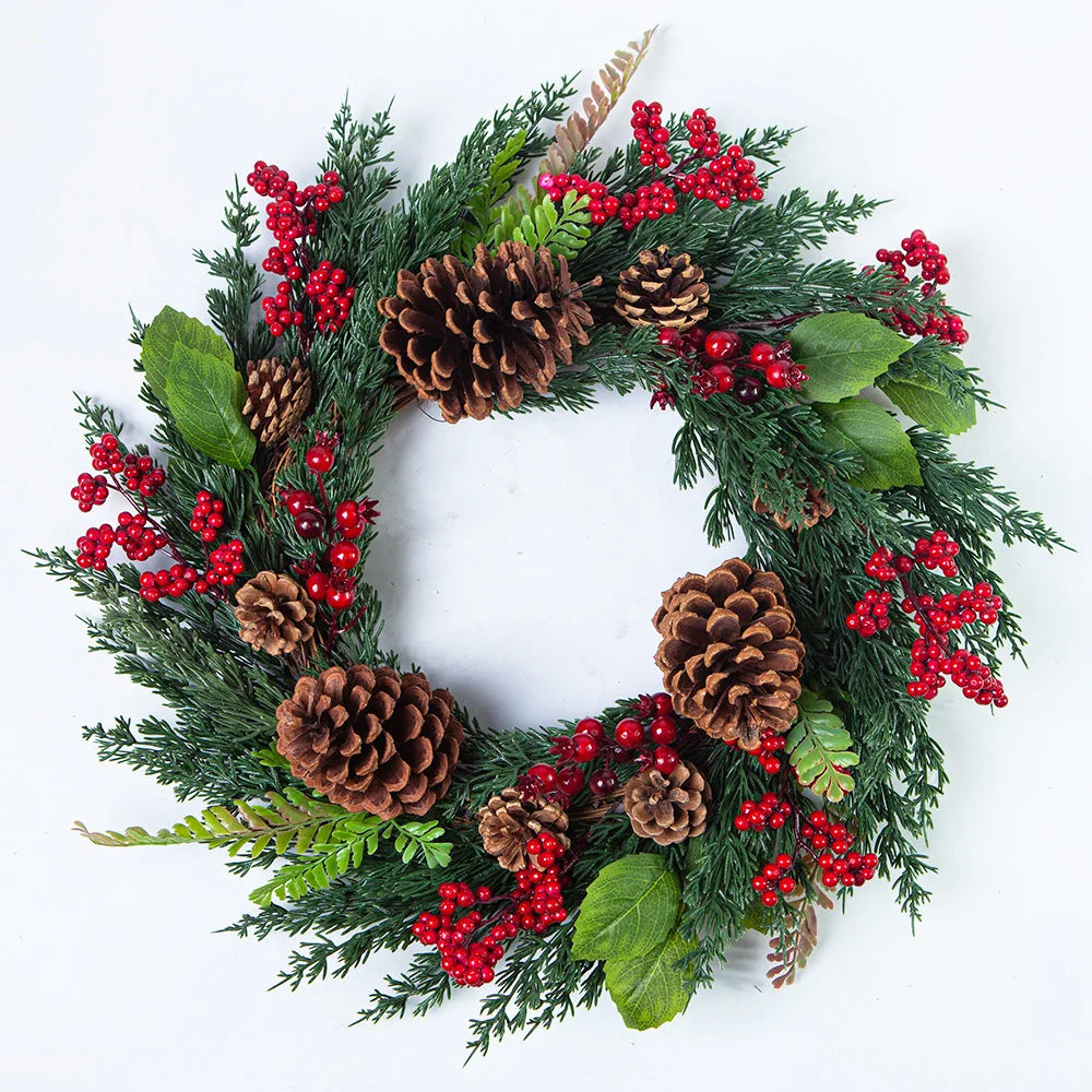 Handmade Christmas Wreath for Front Door – Red Berry, Cypress & Eucalyptus 45 cm