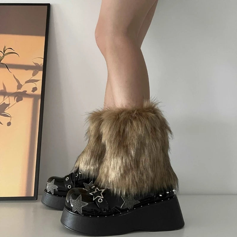 Faux Fur Leg Warmers – Fluffy Boot Covers (15 to 40 cm)