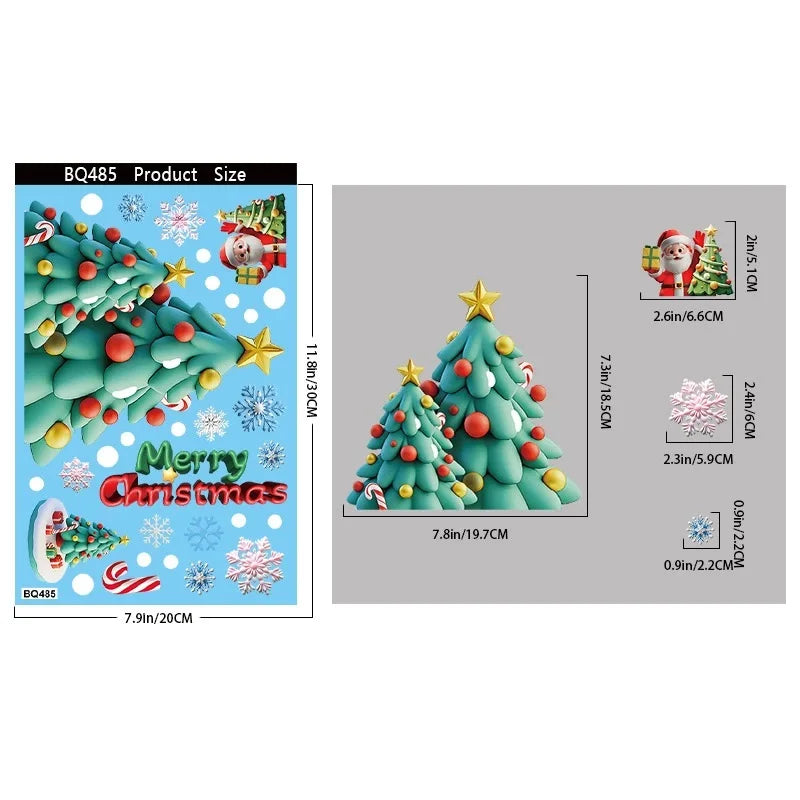 Christmas Window Clings – Reusable Gingerbread, Snowman & Santa Static Stickers