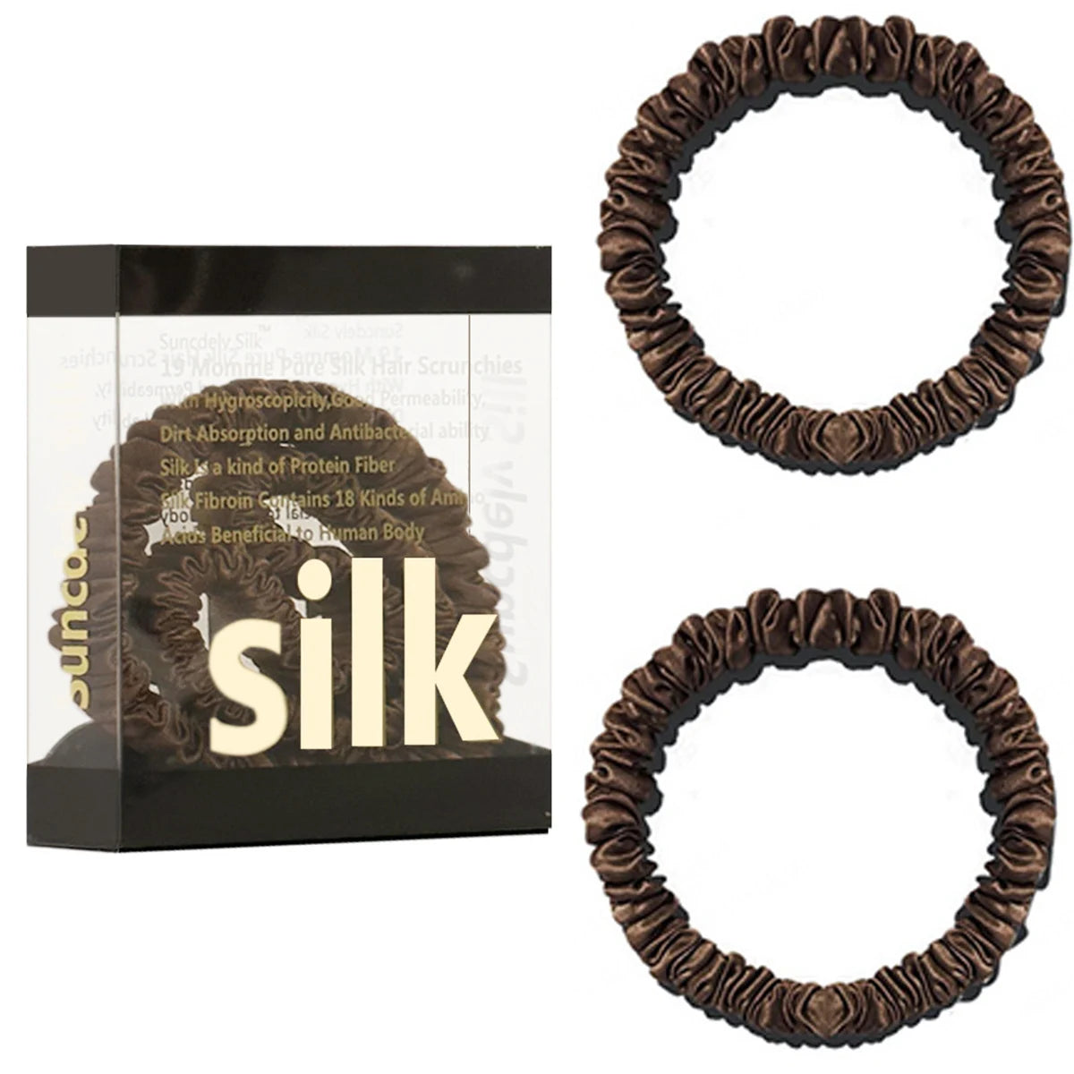 Mulberry Silk Scrunchie Gift Box – 2 Pack Real Silk Hair Ties